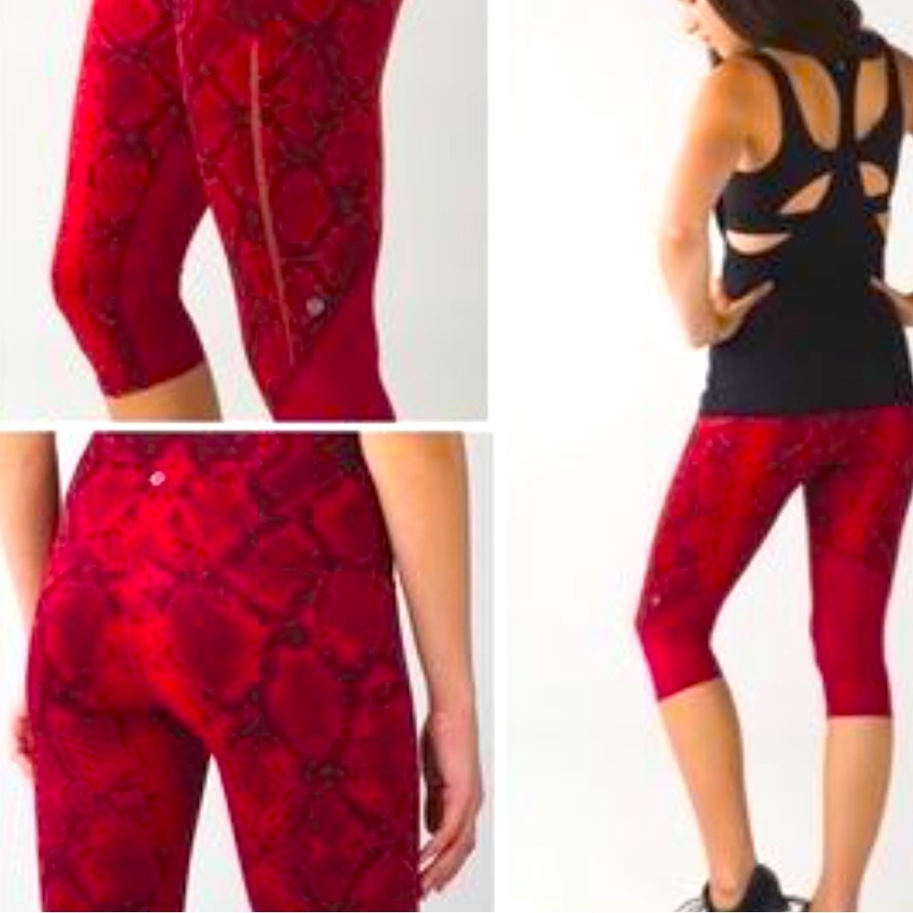 Lululemon Red Vent it out Ziggy Snake Print Leggings 4 cropped